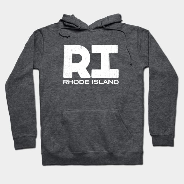 RI Rhode Island Vintage State Typography Hoodie by Commykaze